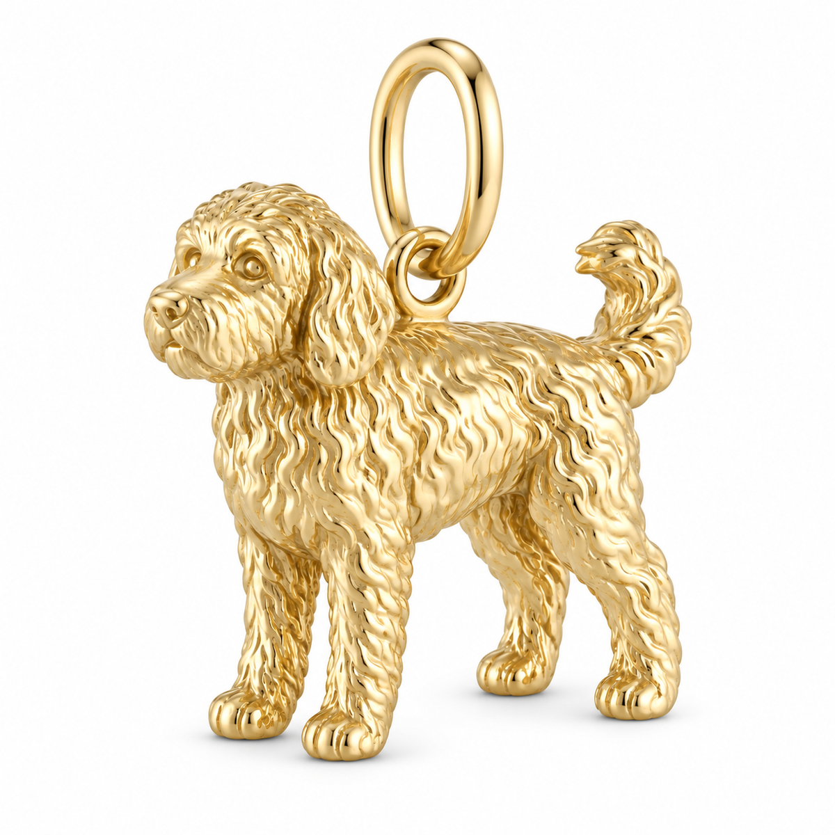 Bernedoodle — Standing Dog Charm and Polyester Cord Bracelet Set — Gold
