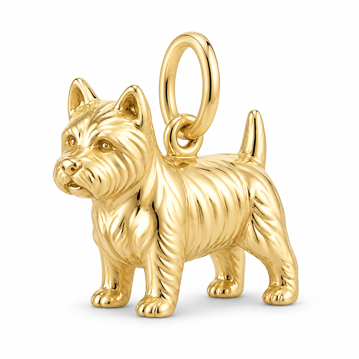 West Highland White Terrier — Standing Dog Charm and Polyester Cord Bracelet Set — Gold
