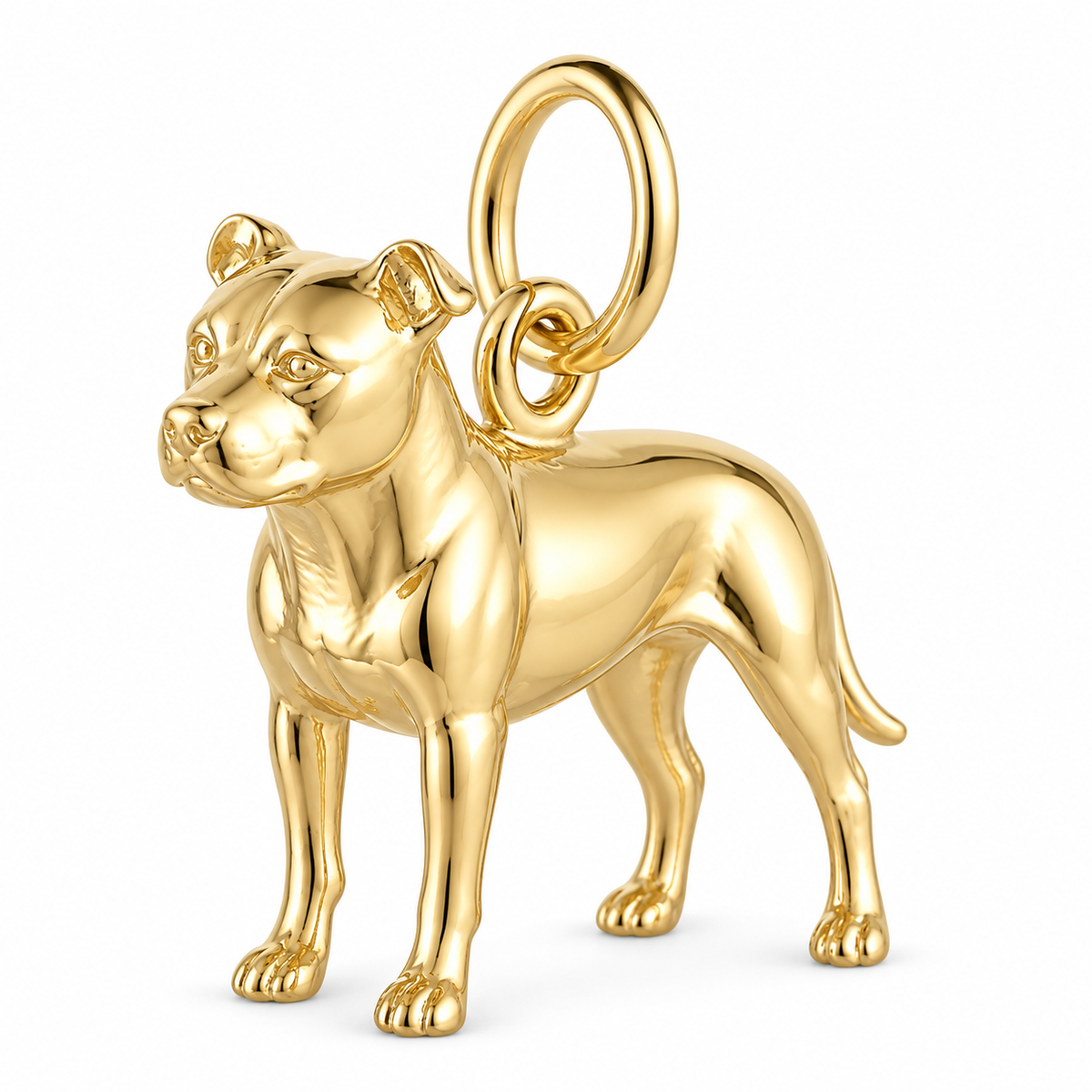 American Staffordshire Terrier — Standing Dog Charm and Polyester Cord Bracelet Set — Gold