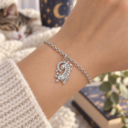 Starlight Stretchy Cat Charm Bracelet Set – worn / in use