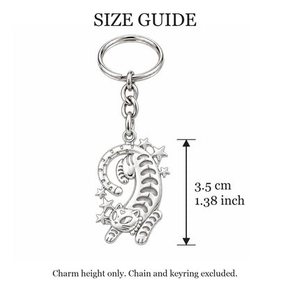 Starlight Stretchy Cat Charm Keychain – size guide, 3.5 cm (1.38 in) charm, chain and keyring excluded