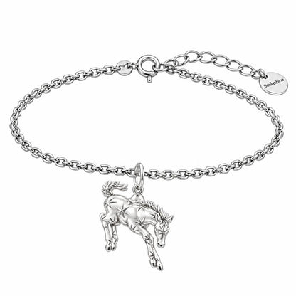 Starry Celestial Horse Charm Bracelet Set – silver, front view