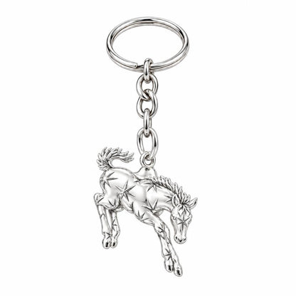 Starry Celestial Horse Charm Keychain – silver, front view