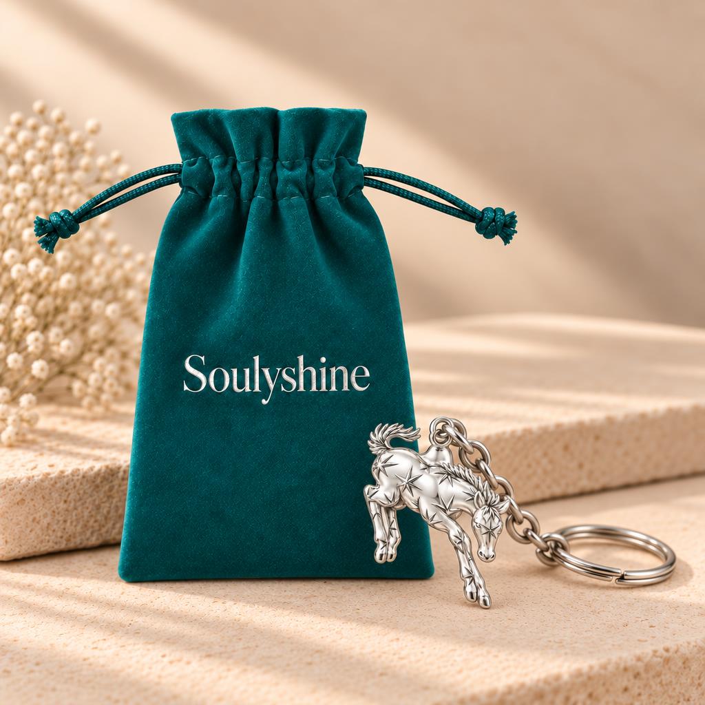 Starry Celestial Horse Charm Keychain – Soulyshine velvet gift pouch