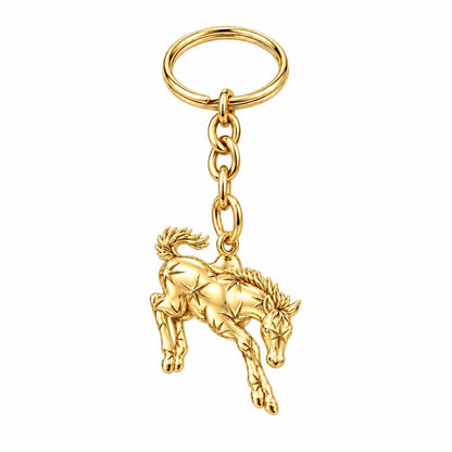 Starry Celestial Horse Charm Keychain – 18K gold, front view