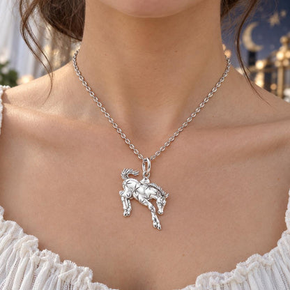 Starry Celestial Horse Charm Necklace Set – worn / in use