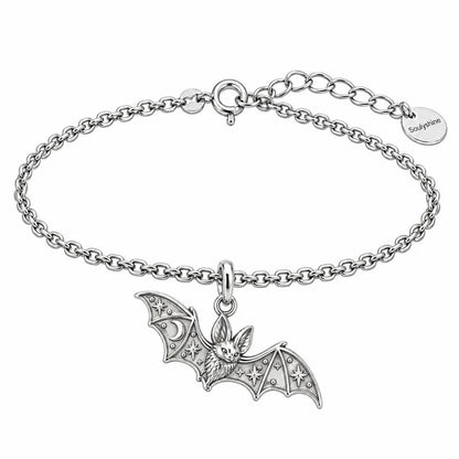 Starry Night Bat Charm Bracelet Set – silver, front view