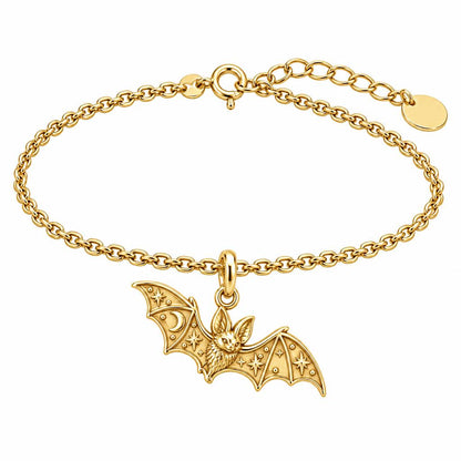 Starry Night Bat Charm Bracelet Set – 18K gold, front view