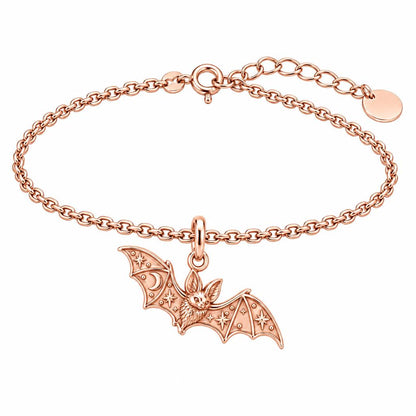 Starry Night Bat Charm Bracelet Set – rose gold, front view