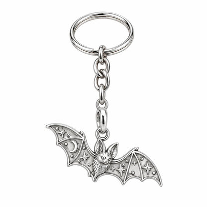 Starry Night Bat Charm Keychain – silver, front view
