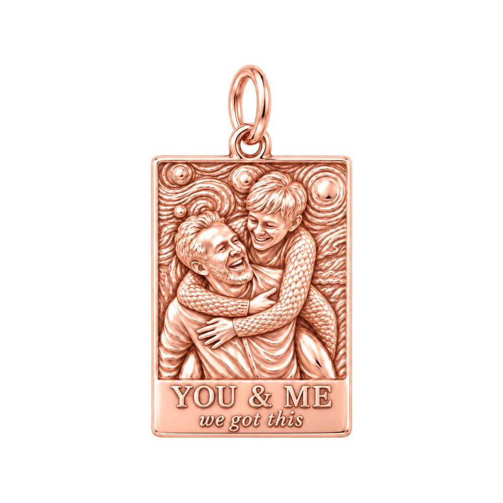 Starry Night Embrace Charm Bracelet – Personalized Couple Gift – rose gold 3 cm charm, front view