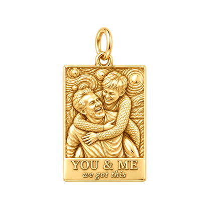 Starry Night Embrace Charm Bracelet – Personalized Couple Gift – 18K gold plated 3 cm charm, front view