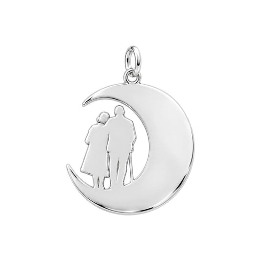 Starry Night Moon Couple Charm Bracelet – Personalized Couple Gift – back of the charm, engraving area