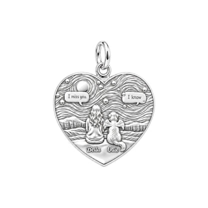Starry Night Pet Memorial Charm Bracelet – Personalized Dog Mom Gift – silver plated 3 cm charm, front view
