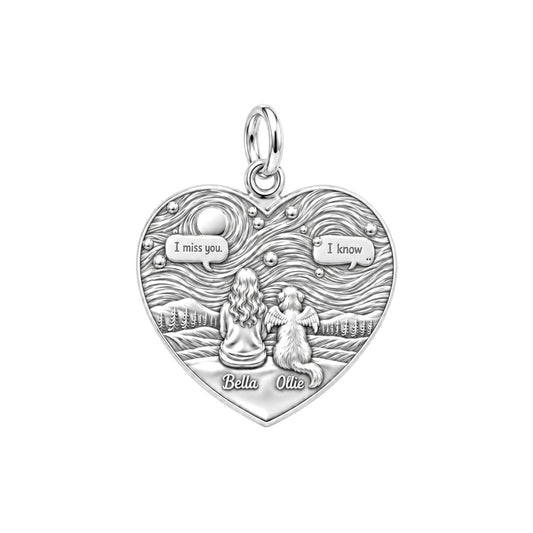 Starry Night Pet Memorial Charm Bracelet – Personalized Dog Mom Gift – silver plated 3 cm charm, front view