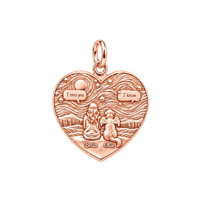 Starry Night Pet Memorial Charm Bracelet – Personalized Dog Mom Gift – rose gold 3 cm charm, front view