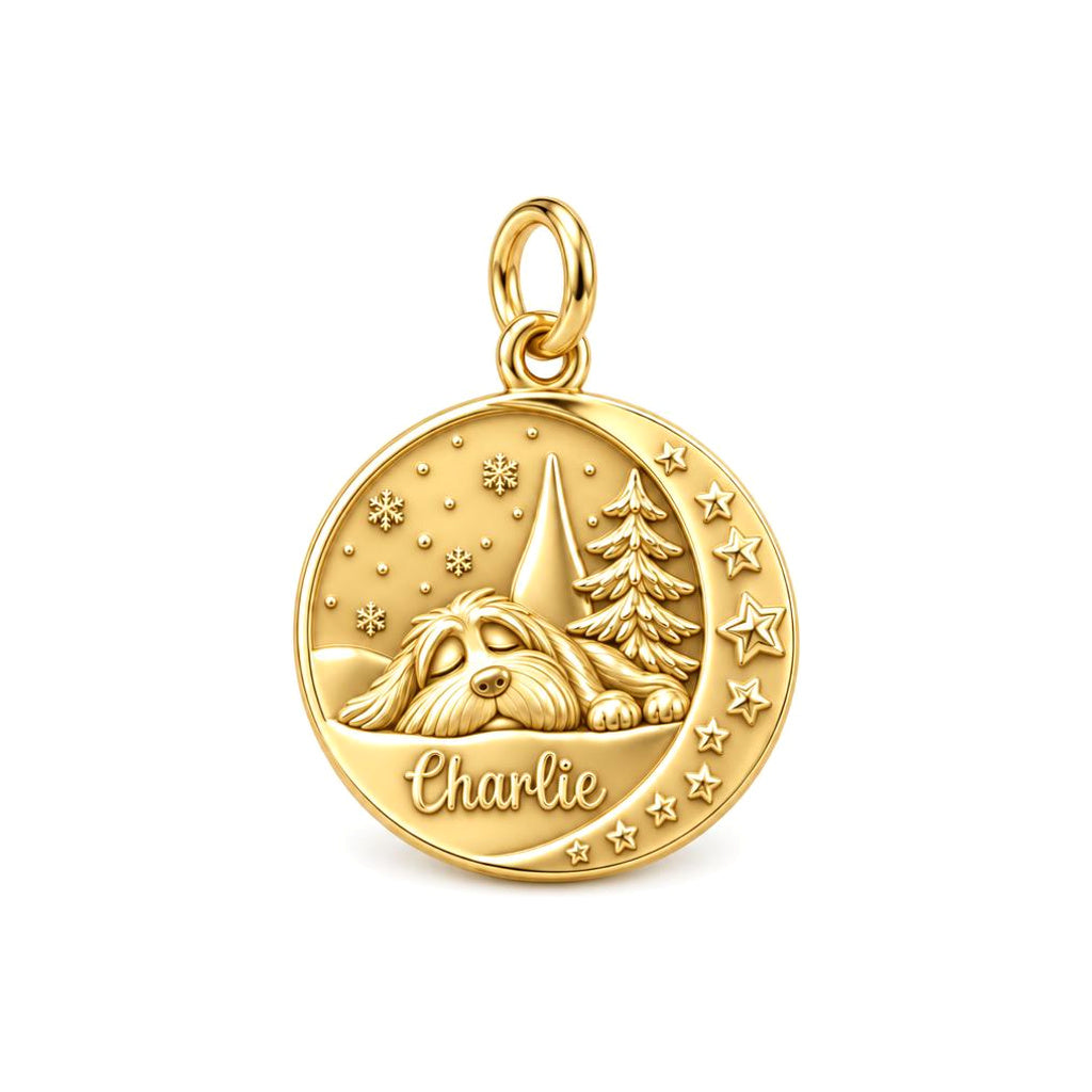 Starry Night Slumber Charm Bracelet – Personalized Dog Mom Gift – 18K gold charm, front view