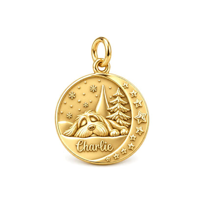 Starry Night Slumber Charm Bracelet – Personalized Dog Mom Gift – 18K gold charm, front view