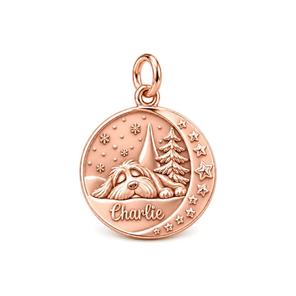 Starry Night Slumber Charm Bracelet – Personalized Dog Mom Gift – rose gold charm, front view