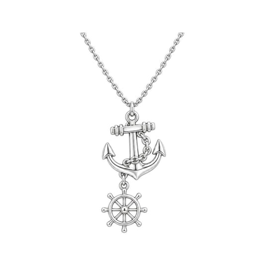 Steady Anchor Charm Bracelet – Personalized Couple Gift – silver charm, front view