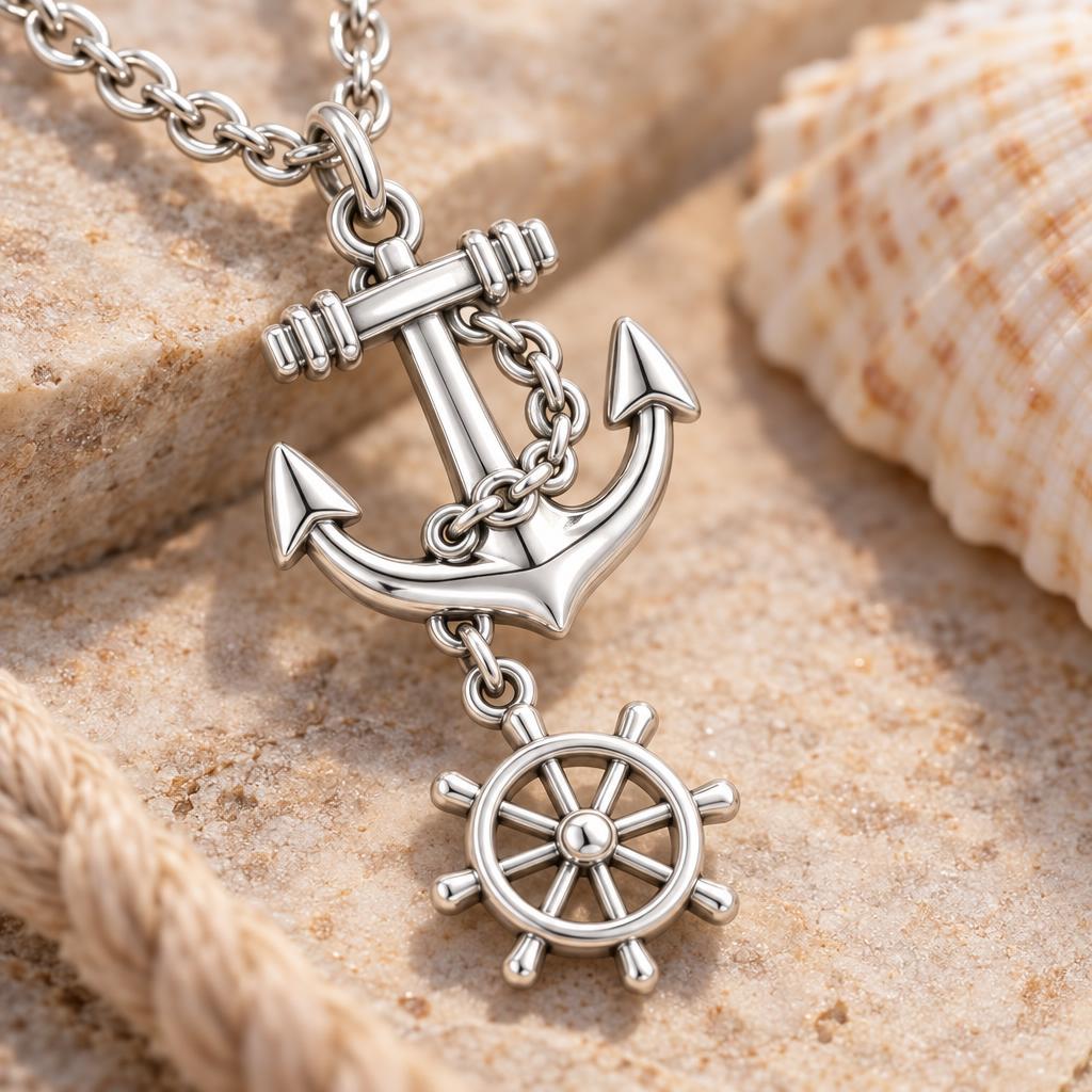 Steady Anchor Charm Bracelet – Personalized Couple Gift – macro detail of the charm