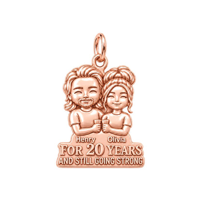 Still Going Strong Charm Bracelet – Personalized Couple Gift – rose gold 3 cm charm, front view