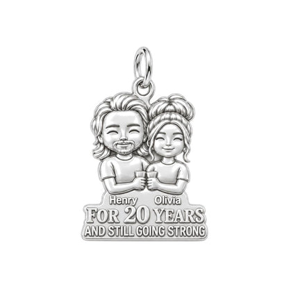 Still Going Strong Charm Bracelet – Personalized Couple Gift – silver plated 3 cm charm, front view
