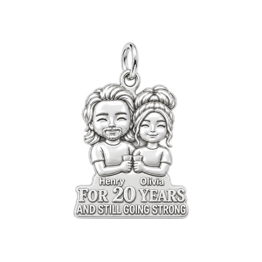 Still Going Strong Charm Bracelet – Personalized Couple Gift – silver plated 3 cm charm, front view