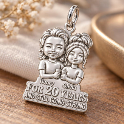 Still Going Strong Charm Bracelet – Personalized Couple Gift – macro detail of the charm