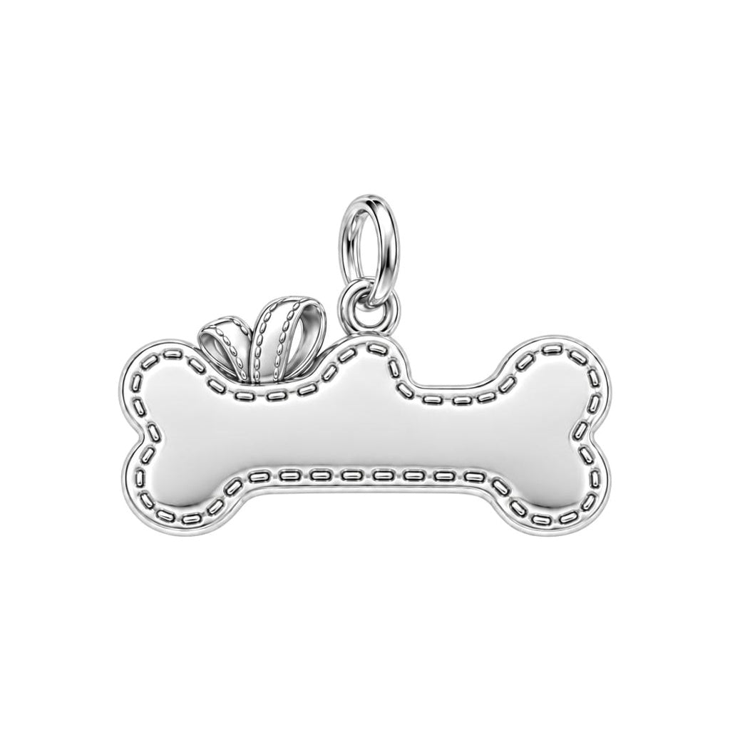 Stitched Holiday Bone Charm Bracelet – Personalized Dog Mom Gift – back of the charm, engraving area
