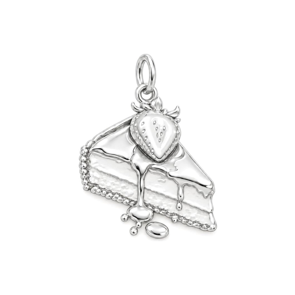 Strawberry Shortcake Charm Bracelet – Personalized Baker Gift – silver charm, front view