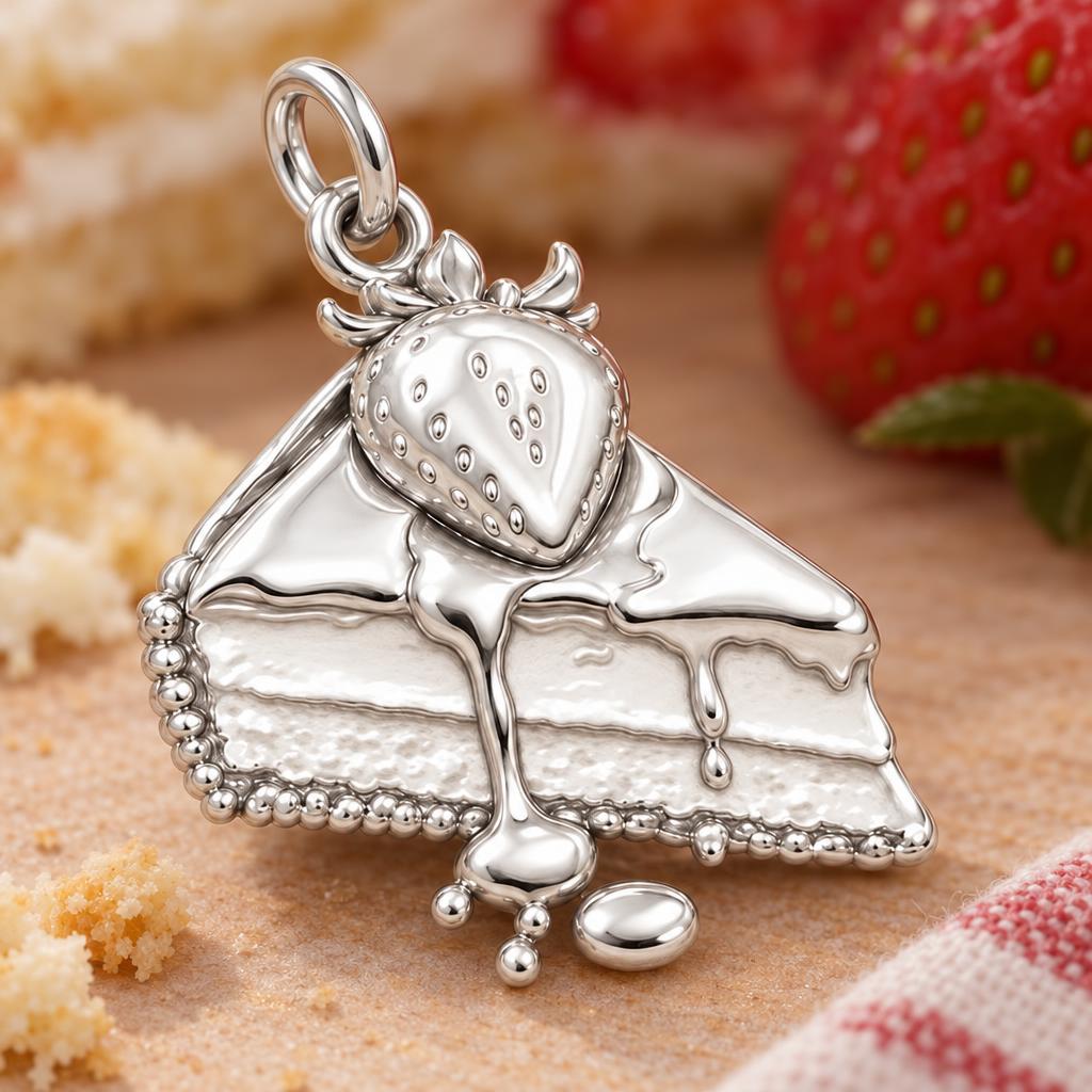 Strawberry Shortcake Charm Bracelet – Personalized Baker Gift – macro detail of the charm