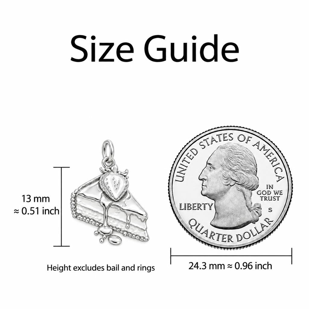 Strawberry Shortcake Charm Bracelet – Personalized Baker Gift – size guide, 13 mm charm next to a quarter