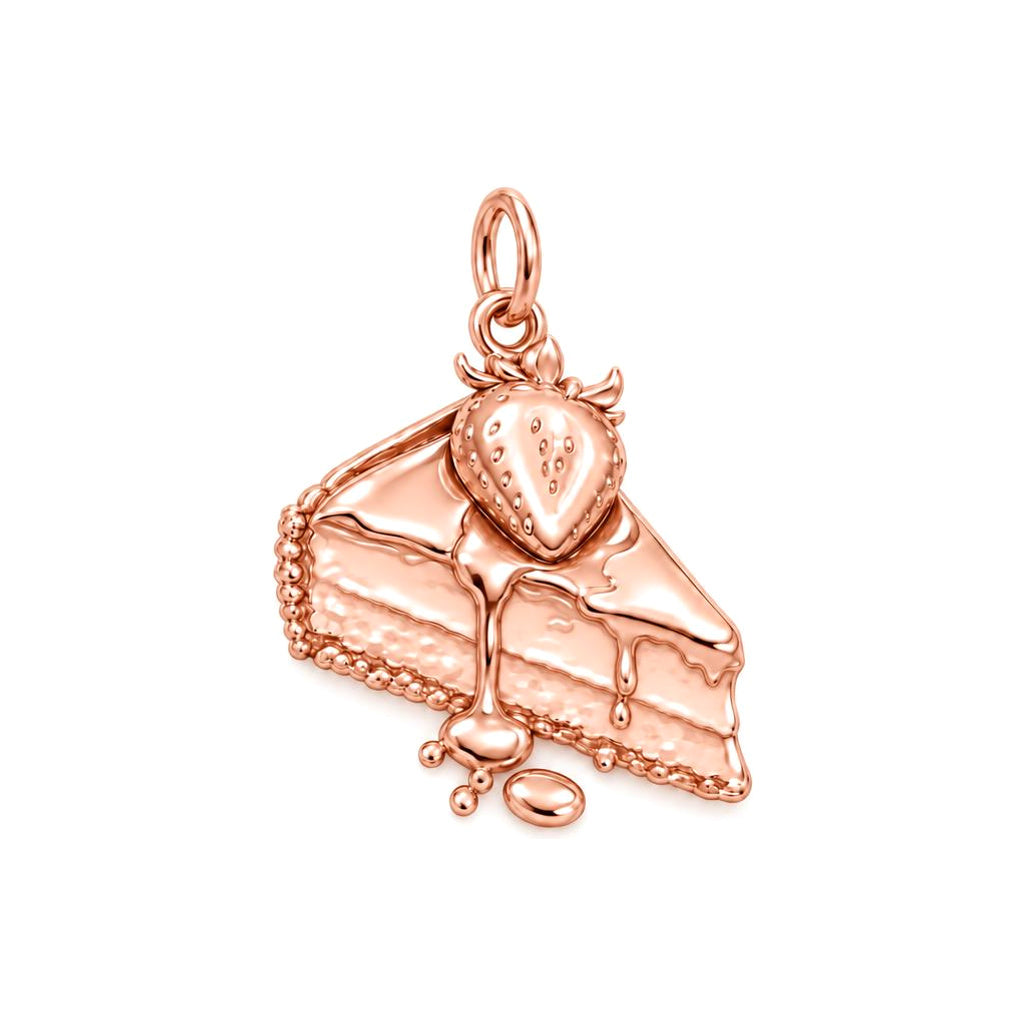 Strawberry Shortcake Charm Bracelet – Personalized Baker Gift – rose gold charm, front view