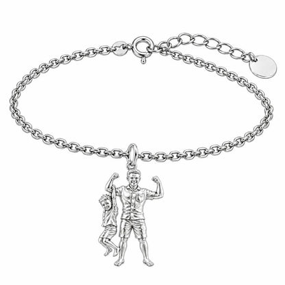 Strong Like Dad Charm Bracelet Set – silver, front view