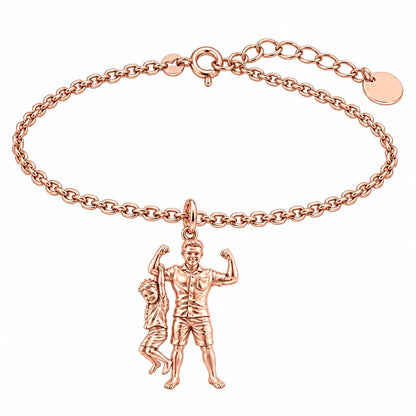 Strong Like Dad Charm Bracelet Set – rose gold, front view