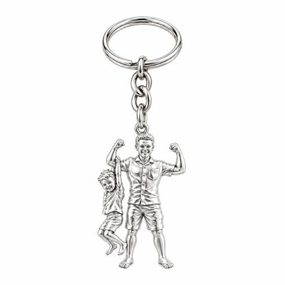Strong Like Dad Charm Keychain – silver, front view