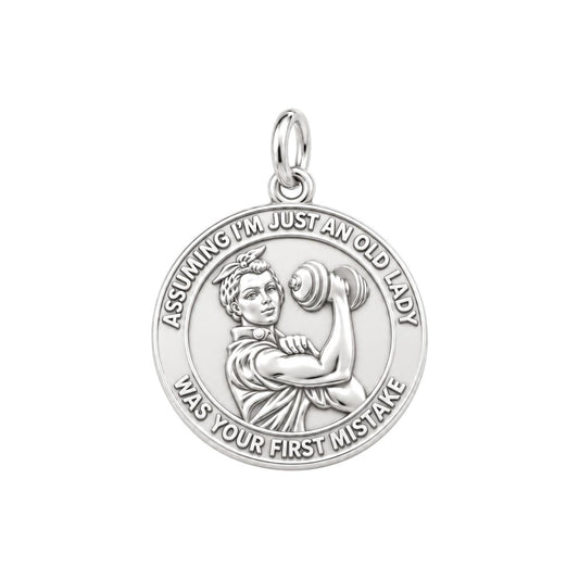 Strong Soul Gym Lady Charm Bracelet – Personalized Mom Gift – silver plated 2 cm charm, front view
