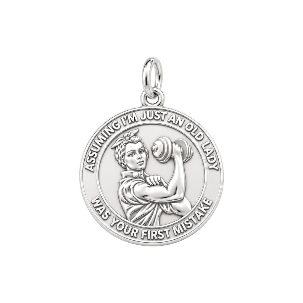 Strong Soul Gym Lady Charm Bracelet – Personalized Mom Gift – silver plated 3 cm charm, front view