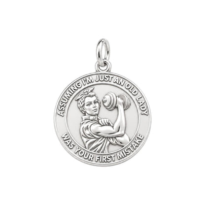 Strong Soul Gym Lady Charm Bracelet – Personalized Mom Gift – silver plated 3 cm charm, front view