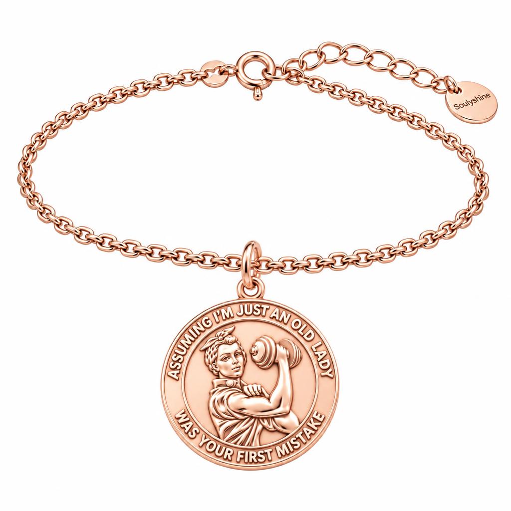 Strong Soul Gym Lady Charm Bracelet Set – rose gold, front view
