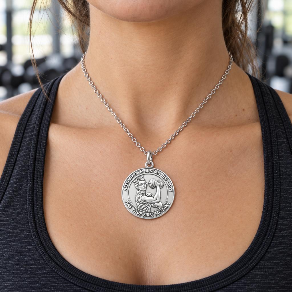 Strong Soul Gym Lady Charm Necklace Set – worn / in use