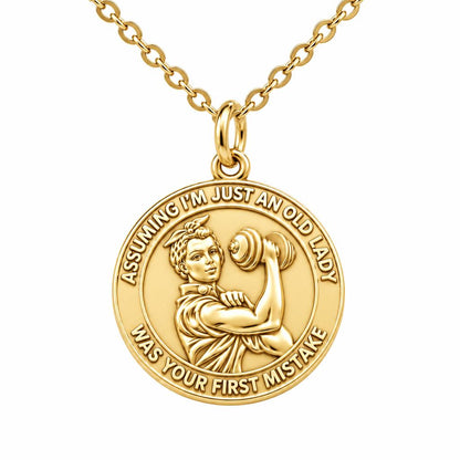 Strong Soul Gym Lady Charm Necklace Set – 18K gold, front view