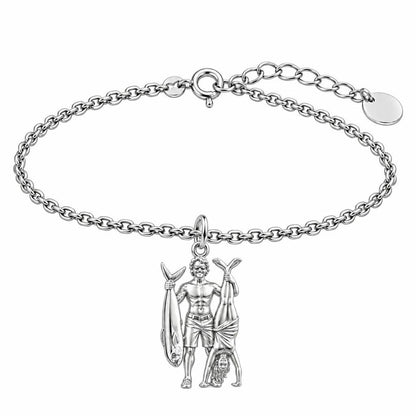 Summer Catch and Handstand Charm Bracelet Set – silver, front view