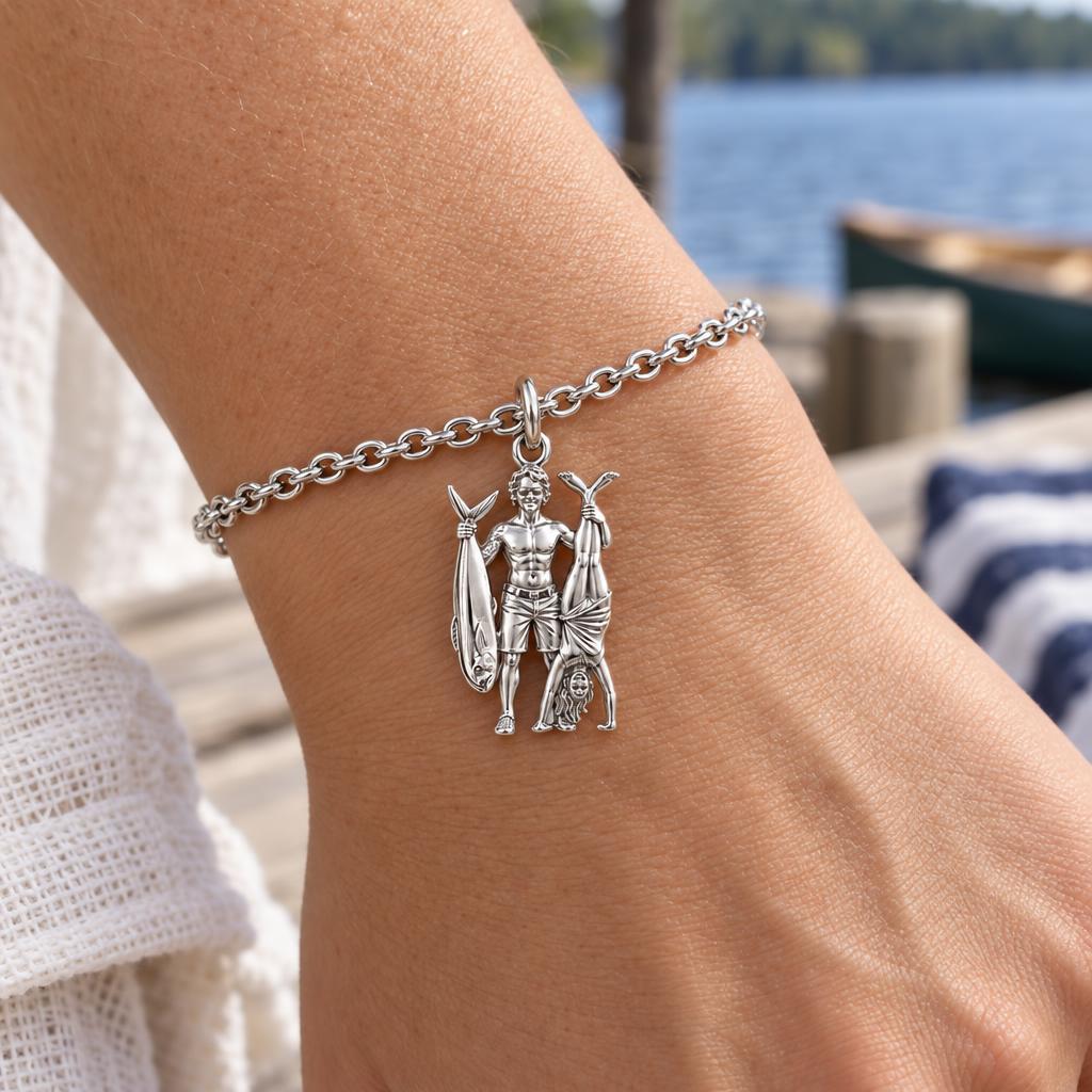 Summer Catch and Handstand Charm Bracelet Set – worn / in use
