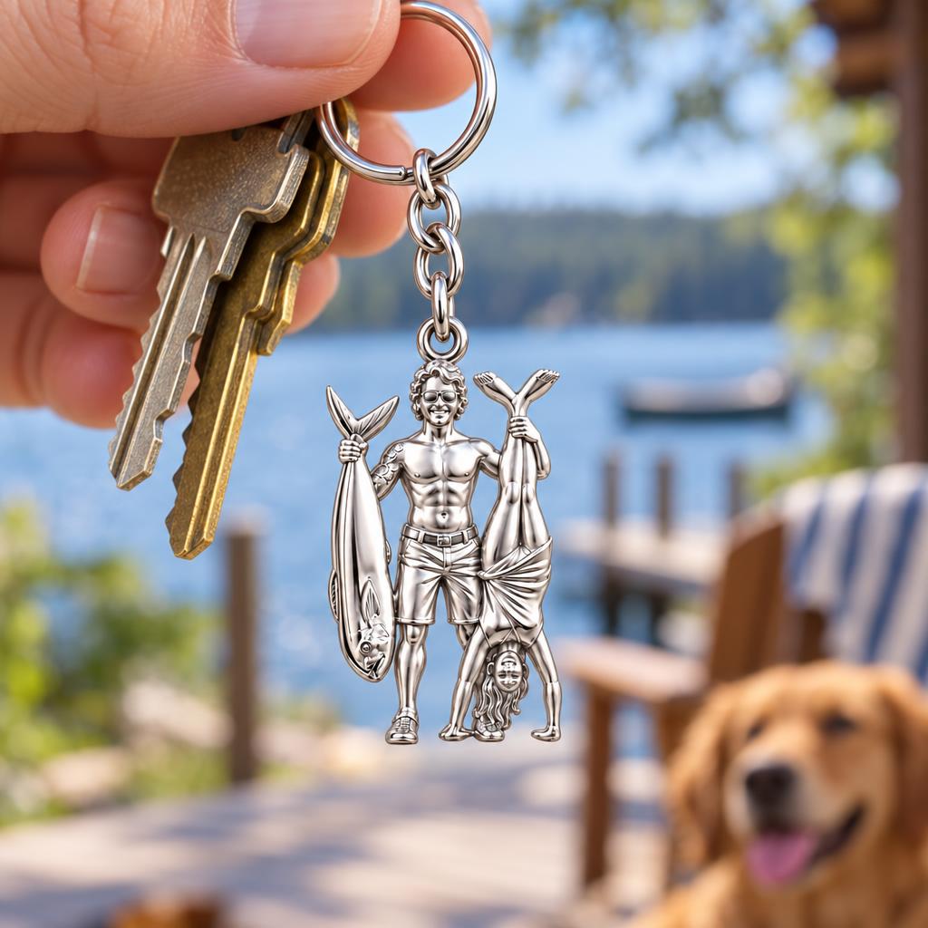 Summer Catch and Handstand Charm Keychain – worn / in use