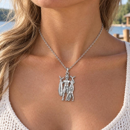 Summer Catch and Handstand Charm Necklace Set – worn / in use