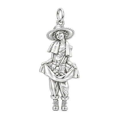 Summer Harvest Girl Charm Bracelet – Personalized Mom Gift – silver charm, front view