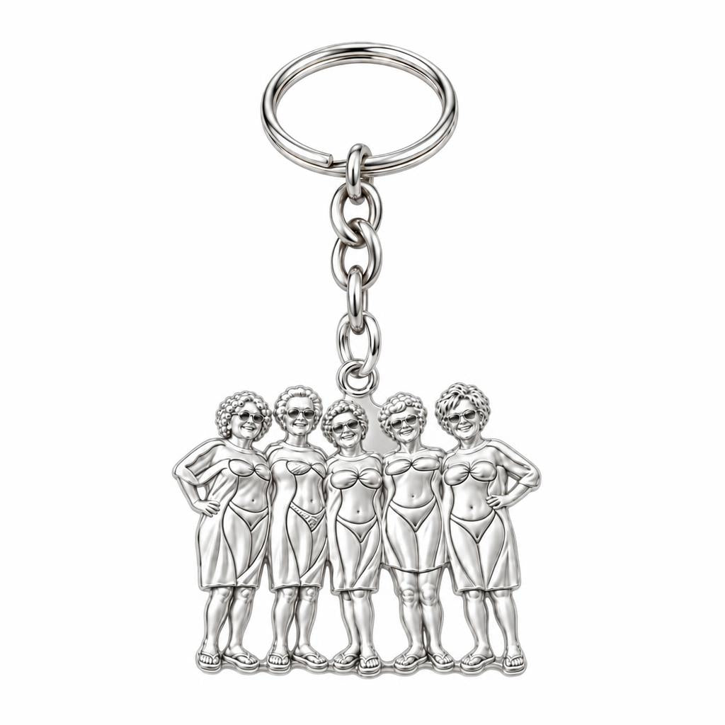 Sun-Kissed Besties Charm Keychain – silver, front view