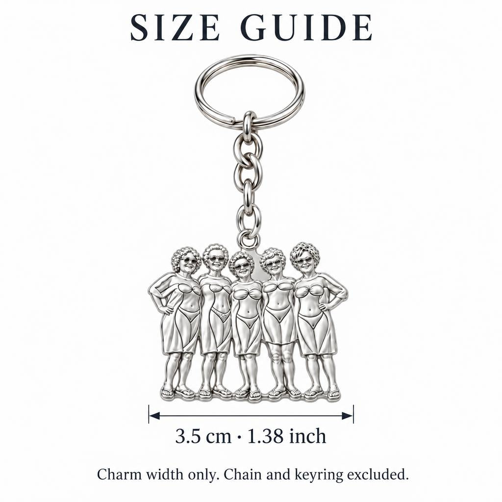 Sun-Kissed Besties Charm Keychain – size guide, 3.5 cm (1.38 in) charm, chain and keyring excluded